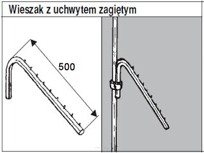 System TRIS 25 Wieszak z uchwytem zagiętym TR537